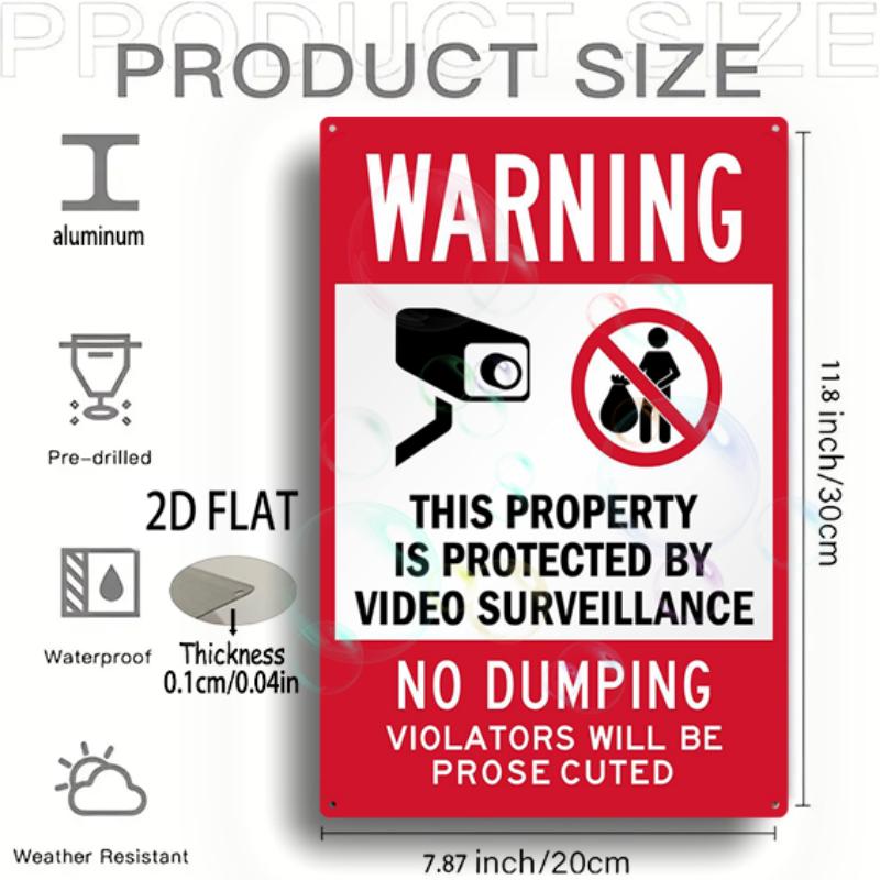 2D Flat Aluminum Sign 8x12 Sign "WARNING" Durable Outdoor Aluminum Sign for Business And Parking Regulations