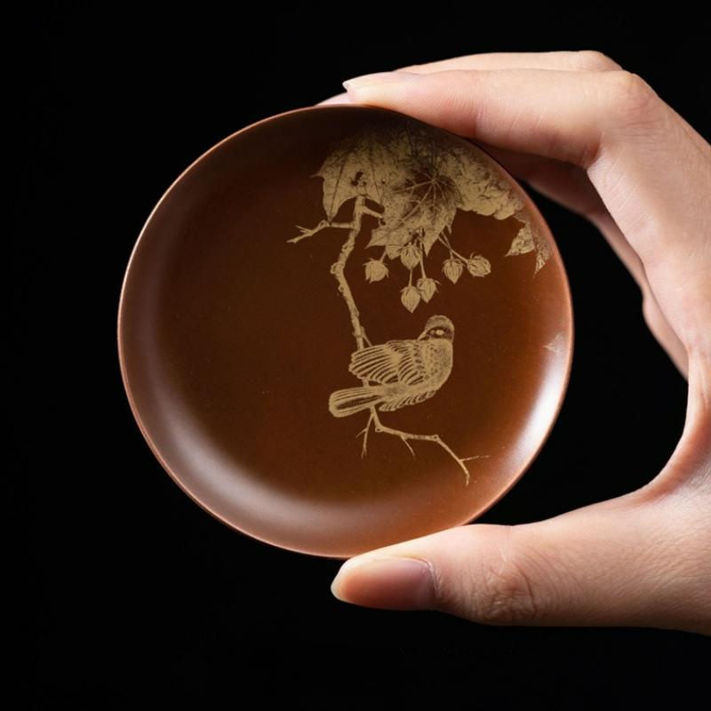 Retro Copper Round Tea Cup Mat Heat Insulation Anti-skidding Mug Mats Table Pad Household Kung Fu Tea Ceremony Accessories New