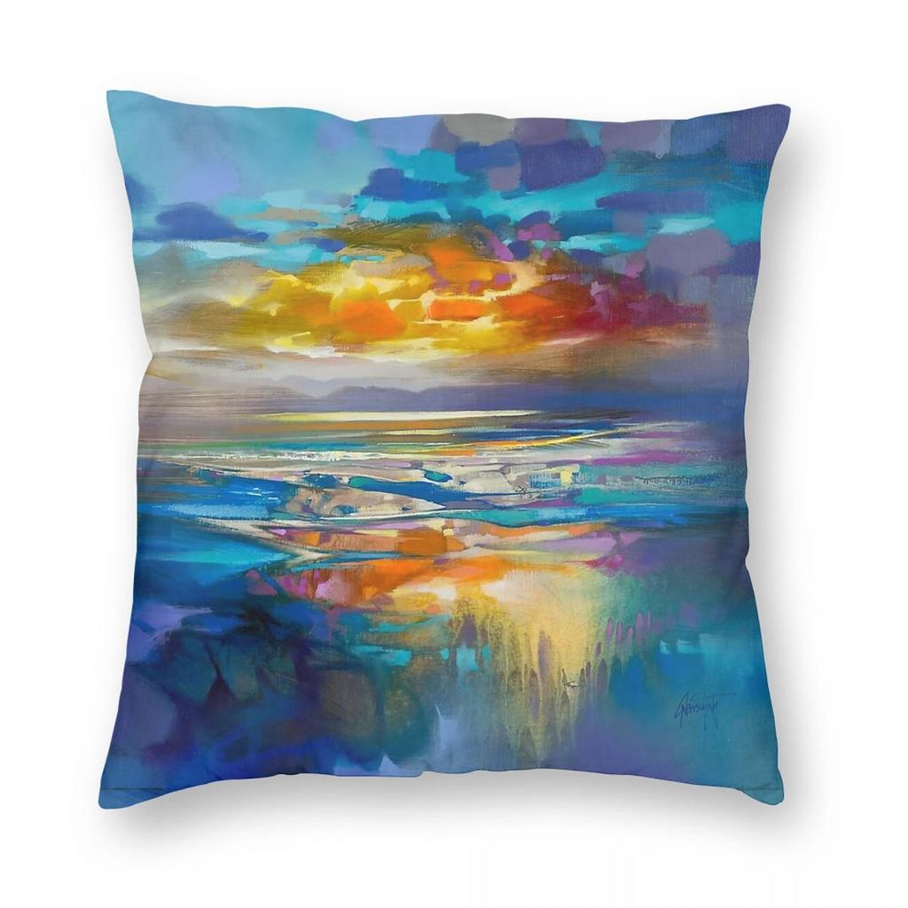 Liquid Cyan Soctland Pillowcase Polyester Linen Velvet Pattern Zip Decor Throw Pillow Case Bed Cushion Cover