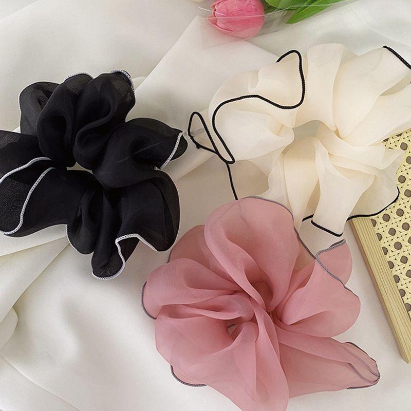 1pc Spring and Summer Oversized Organza Large Intestine Hair Loop Mesh Temperament Fat Intestine Loop Lock Edge Headband Flower