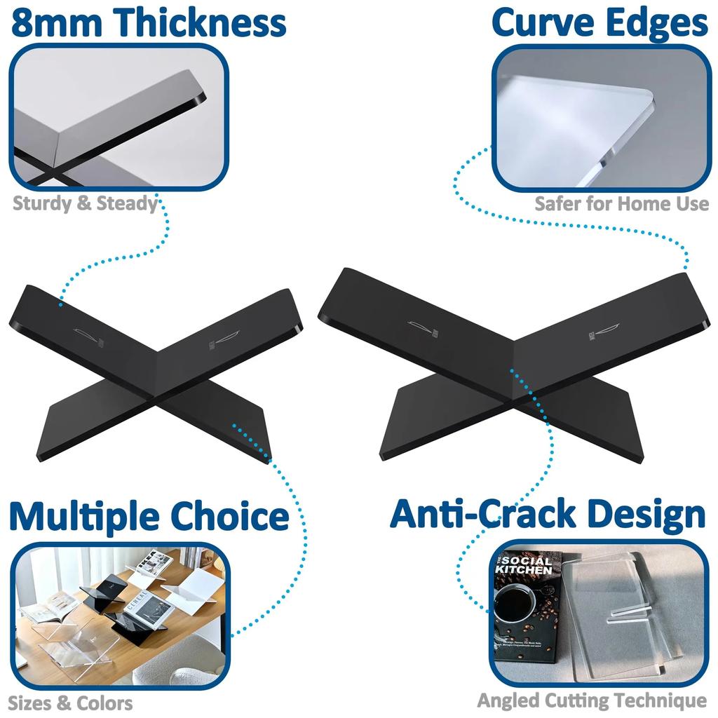 Acrylic Book Stand Large Open Book Display Stand for Cookbook Art Book Bible Guest Book - Coffee Table Book Stand for Reading