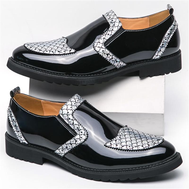 Luxury Designer New Mix Colors Loafers Men's Pointed Gold Silver Black Patchwork Formal Wedding Prom Dress Homecoming Footwear