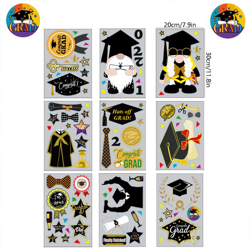 

9 Pcs/set Wall Sticker Pvc Graduation Season Stickers Electrostatic Window Stickers 20*30cm