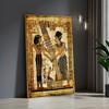 2pcs Vintage Egyptian Canvas Wall Art, Hieroglyphic & Sphynx Designs, Unframed Room Decor, Ideal Gift for Bedroom, Warm Earthy T