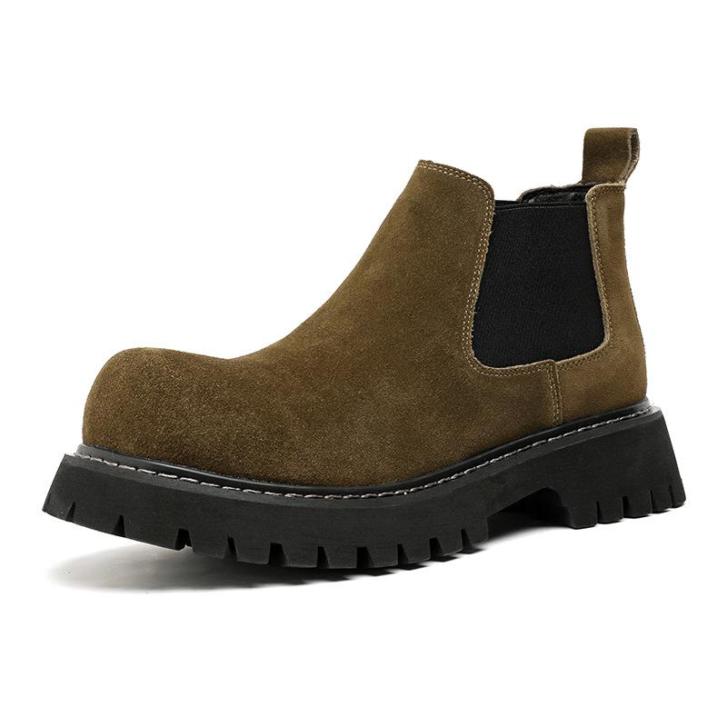 British style men casual chelsea boots slip-on cow suede leather shoes cowboy platform boot spring autumn cool ankle botas mans