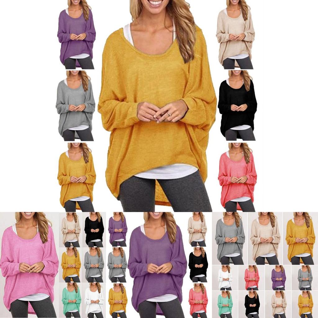 Elegant Women Plus Size Long Sleeve Pullover T-shirt With Loose Baggy Casual Fit