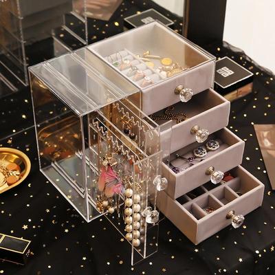 Earrings Necklaces Jewelry Storage Box Transparent Large Capacity Jewelry Shelf