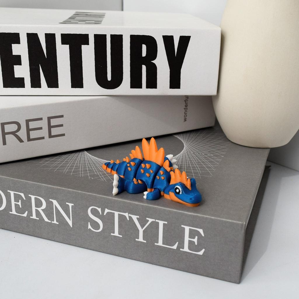 Joint Movable 3D Printing Yellow Orange Spine Dragon Statue Creative Kids Toy Cute Simulation Dinosaur Model Desktop Ornament