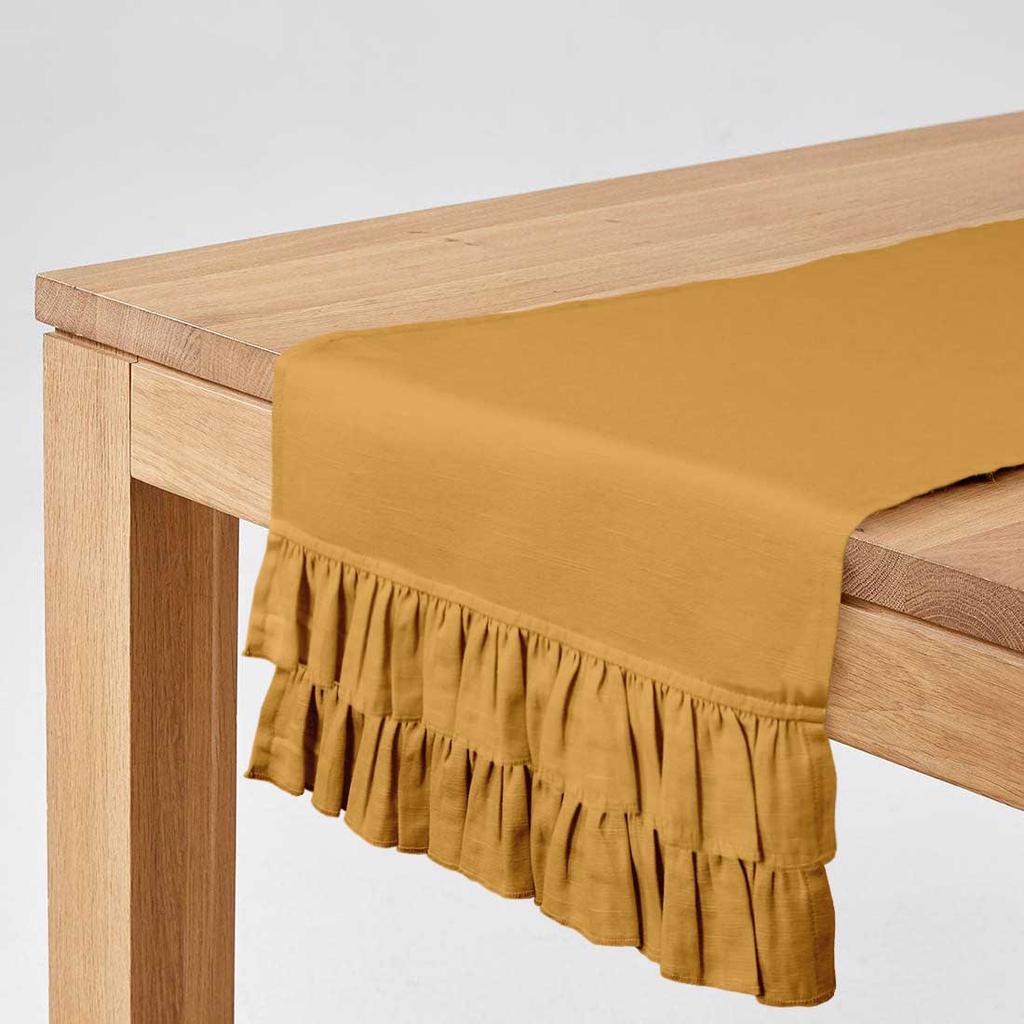 Vargottam Rosa Heimdeko Stilvolle Hochzeitsfeier Feiertags-Tischdeko Uni Doppelrüschen Tischläufer-14 x 108