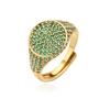 HECHENG,13×22MM Copper Electroplated 18K Gold Multi-colour Zirconia Ring Unisex Couple Adjustable Luxury Jewellery 1 Piece