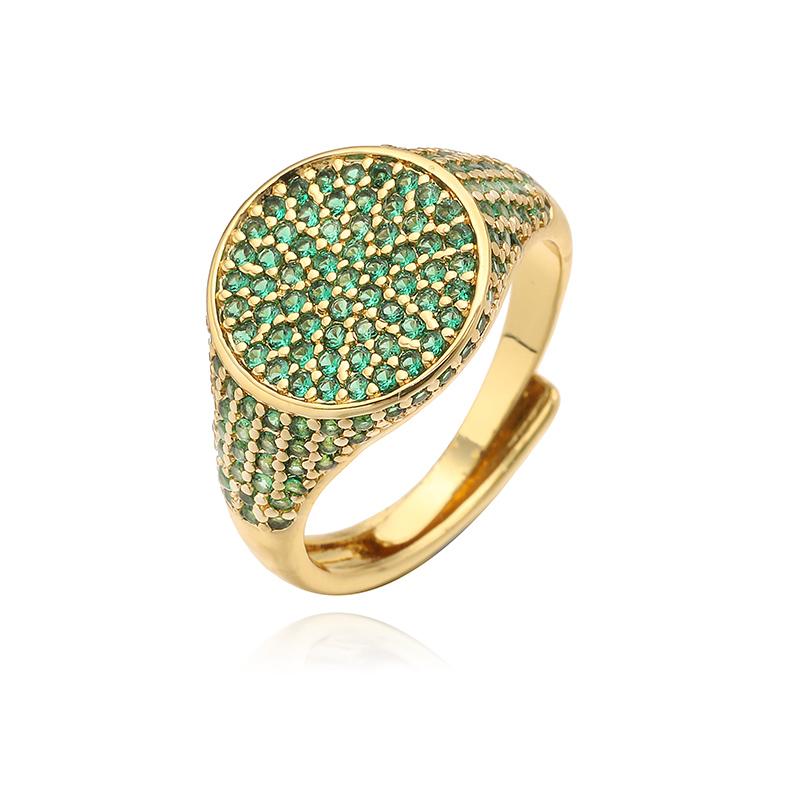 HECHENG,13×22MM Copper Electroplated 18K Gold Multi-colour Zirconia Ring Unisex Couple Adjustable Luxury Jewellery 1 Piece