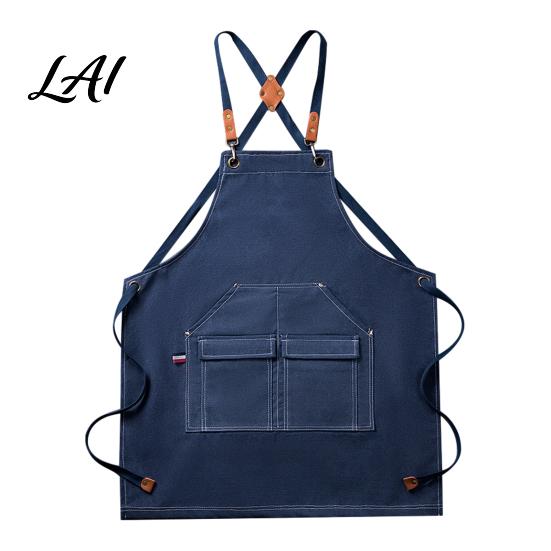 Cross Back Work Apron Waterproof Kitchen with Pockets Chef Cooking for Men Women Floral Arrangement Barista Gardening Painting Craft