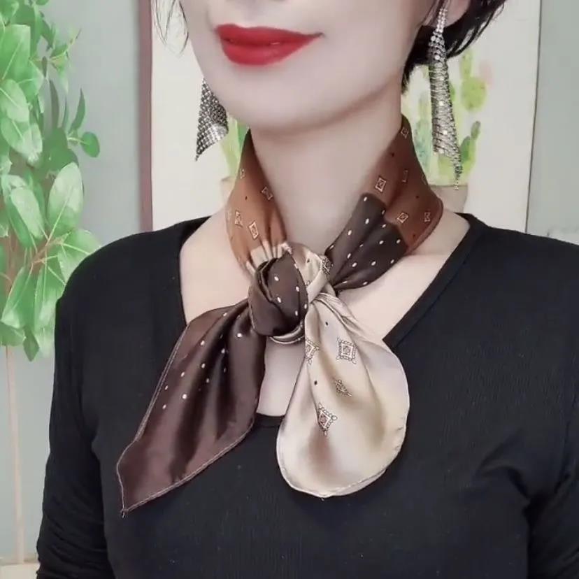 Women's Stylish Versatile Korean-Style Printed Polka Dot Small Square Scarf | Perfect for Pairing with Suits Shirts as a Shawl or Scarf