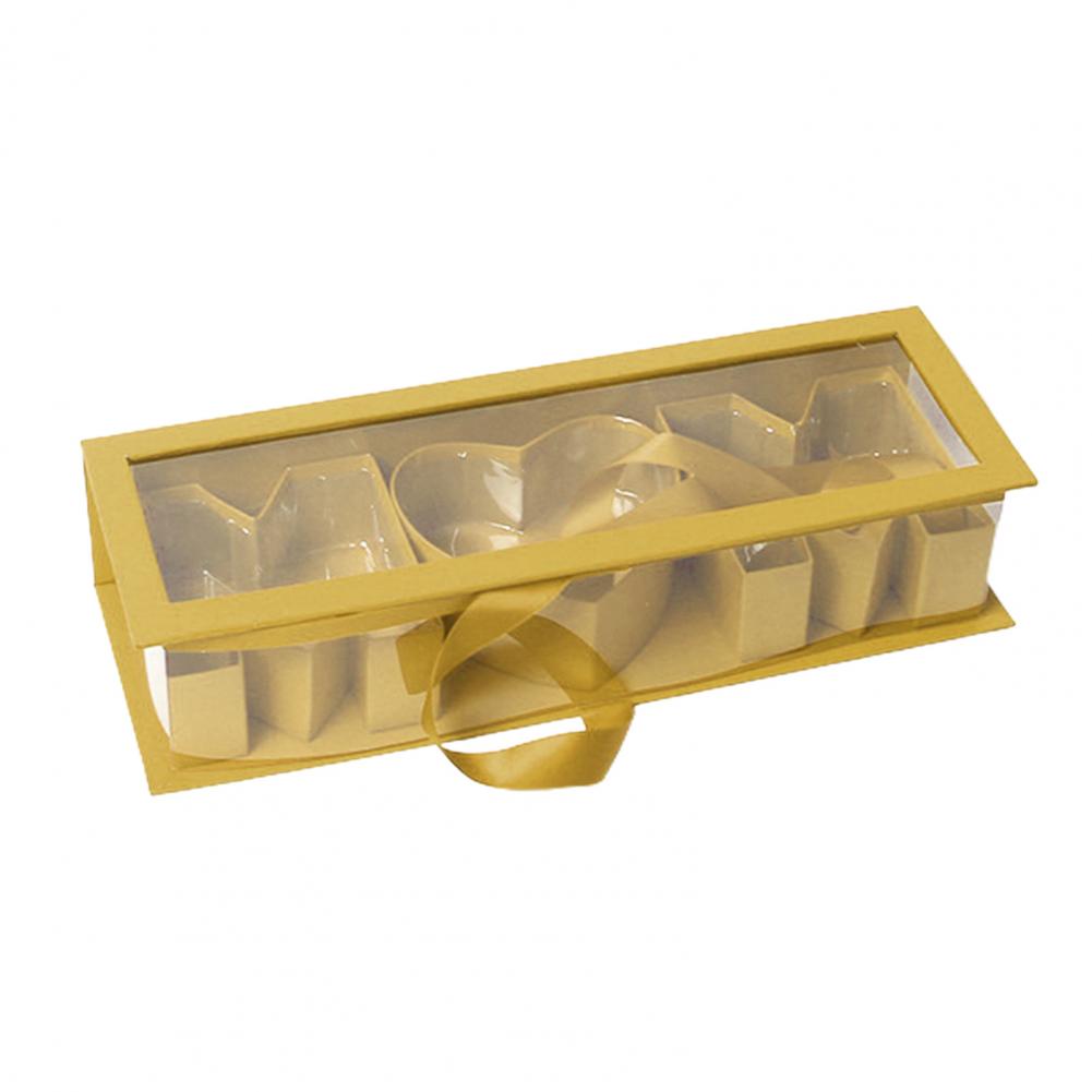 

Пустая цветочная коробка в форме буквы «Мама», дизайн прозрачного окна, прямоугольная картонная подарочная коробка, упаковка для клубники, декоративная коробка для мыла «сделай сам» золотистый