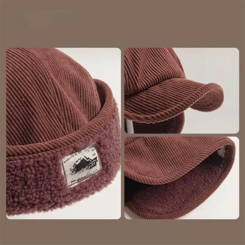 Versatile Retro Bomber Hats Fleece-Lined Windproof Corduroy Caps Earflap Warm Lei Feng Caps Autumn Winter Men Women Wear