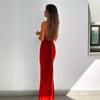 Women's Summer Temperament Oblique Shoulder Sexy Slim Backless Strap Long Dress
