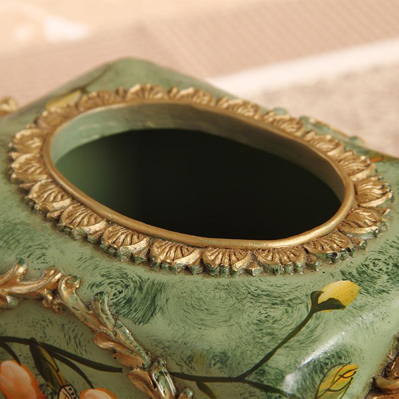 Home Decor Tissue Boxes Exquisite Hotel Carved Rectangular Car Resin Box Holder Office Decoration Desktop Napkin