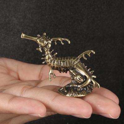 Antike Meerestiere Seepferdchen Messing Ornamente Garten Miniaturen Hippocampus Tee Haustier Schreibtisch Dekorationen Sammlerstücke Souvenirs