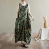 Sleeveless  Plus Size Cotton Vintage Floral New In Dresses for Women Casual Loose Long Summer Dress