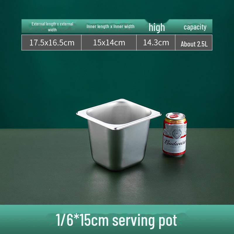 Quadratische Servierschüssel aus Edelstahl mit Deckel für Fast Food, Milchtee, Gewürze oder Hot Pot