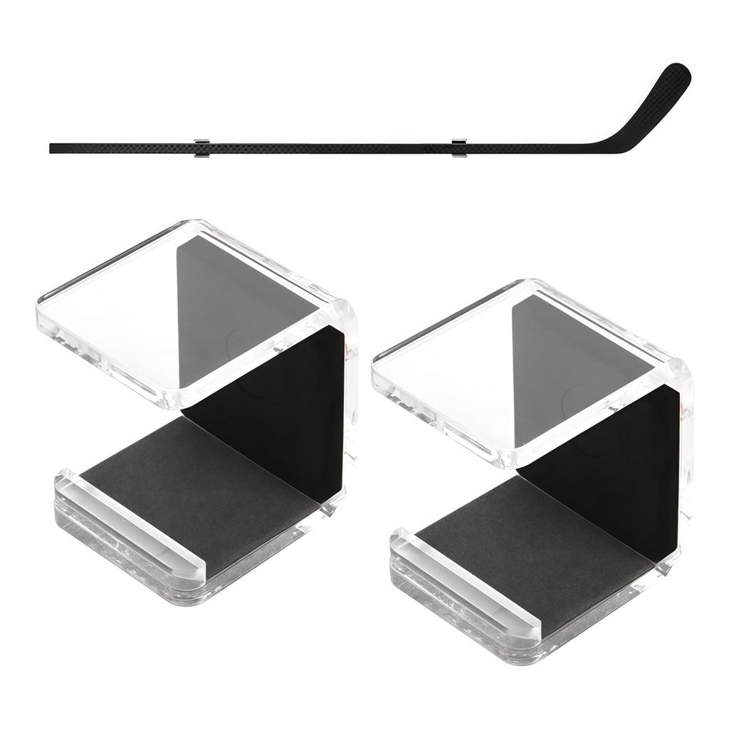 2PCS Hockey Stick Wall Mount Racks Space Saving Ice Hockey Stick Storage Hangers with Scratch Proof Pad