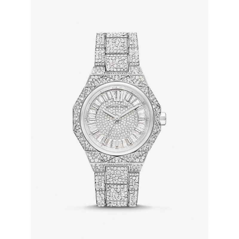 

Большие серебристые часы Michael Kors Raquel с паве MK4691 серебряный