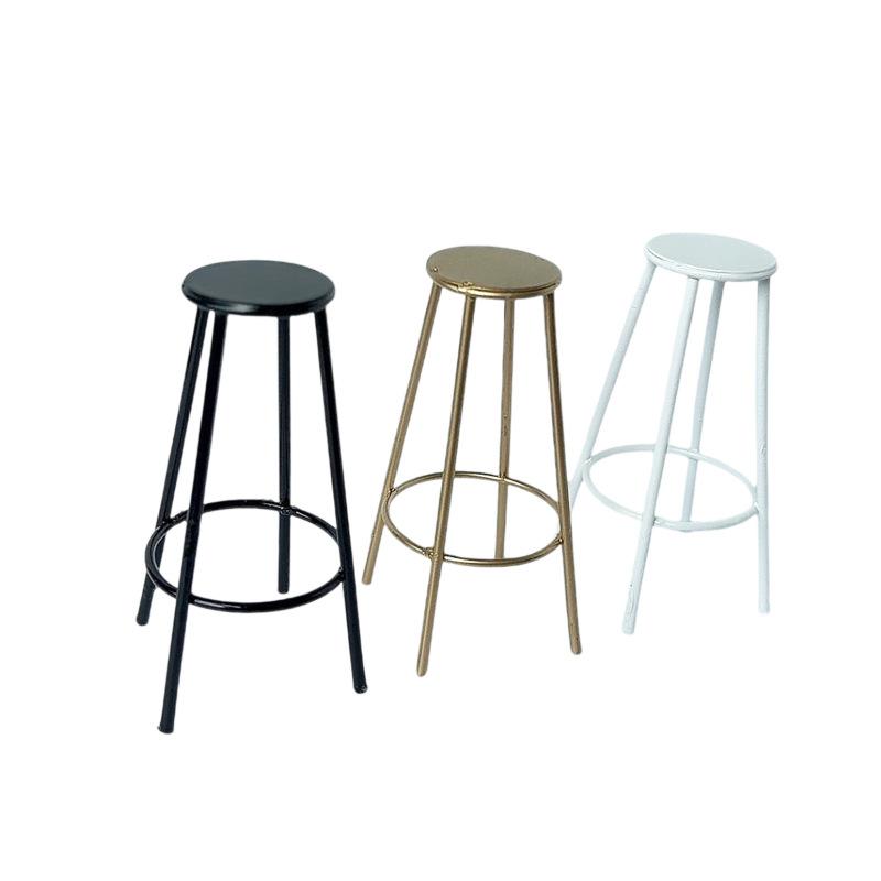 1Pcs Dollhouse Kitchen Cafe Furniture Decoration 1:12 Scale Miniature Bar Stool Metal Round Chair Model