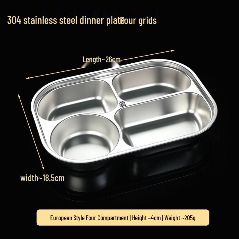 304 Stainless Steel Children's Sectioned Dining Plate for Kindergarten or Canteen Use