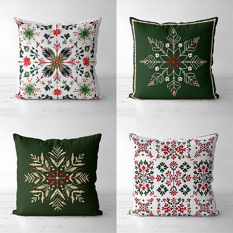 Christmas Snowflake Patterned Throw Pillow Decor Polyester Pillowcase, Sofa Corative Cushion Cov Headboard Pillow