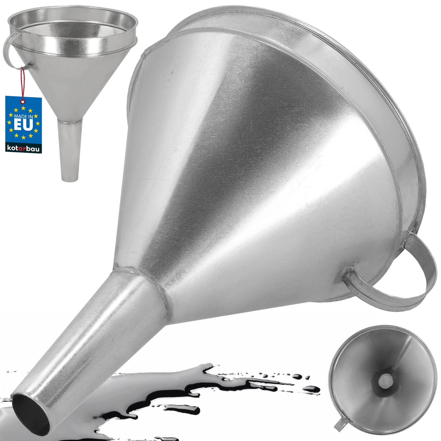 Kotarbau - Verzinkte Metalen Trechter - 23 cm - Met Filter - Antiroest