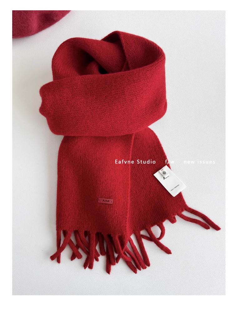 Korea selection 111 pure fringed scarf women's autumn and winter high-density solid color thickened warm versatile plush scarf