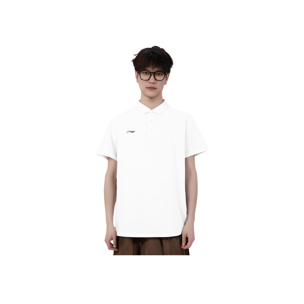 Li Ning Group Purchase Series Solid Color Casual Sports Polo Shirt Men Tops Standard-White APLU189-1