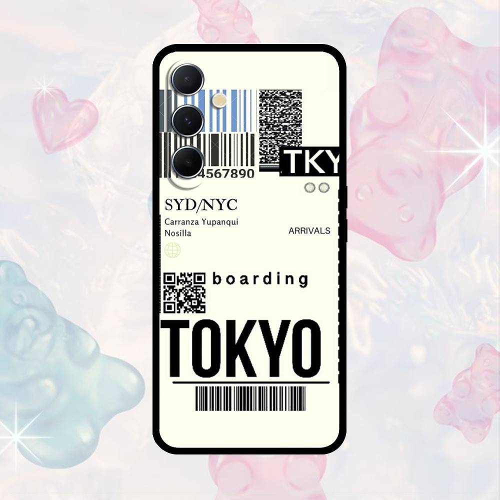 Funny World City Tourist Ticket Label Phone Case For Samsung S25,S24,S21,S22,S23,S30,Ultra,S20,Plus,Fe,Note,10,9,5G Black Cover