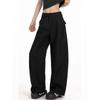 Plus-Size Black Suit Pants for Women, Summer Thin High-Waisted Drapey Casual Pants, Slimming Wide-Leg Pants for Plus-Size Women