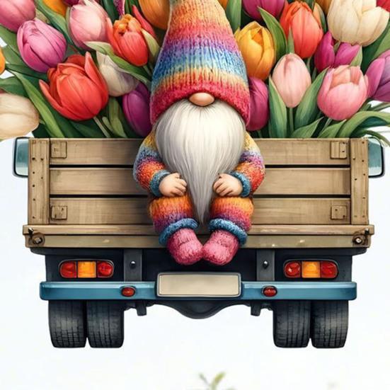 Tulip Gnome Window Sticker Waterproof Static Cling Window Decal Removable Window Sticker for Bathroom Kitchen Living Room Bedroom Decor
