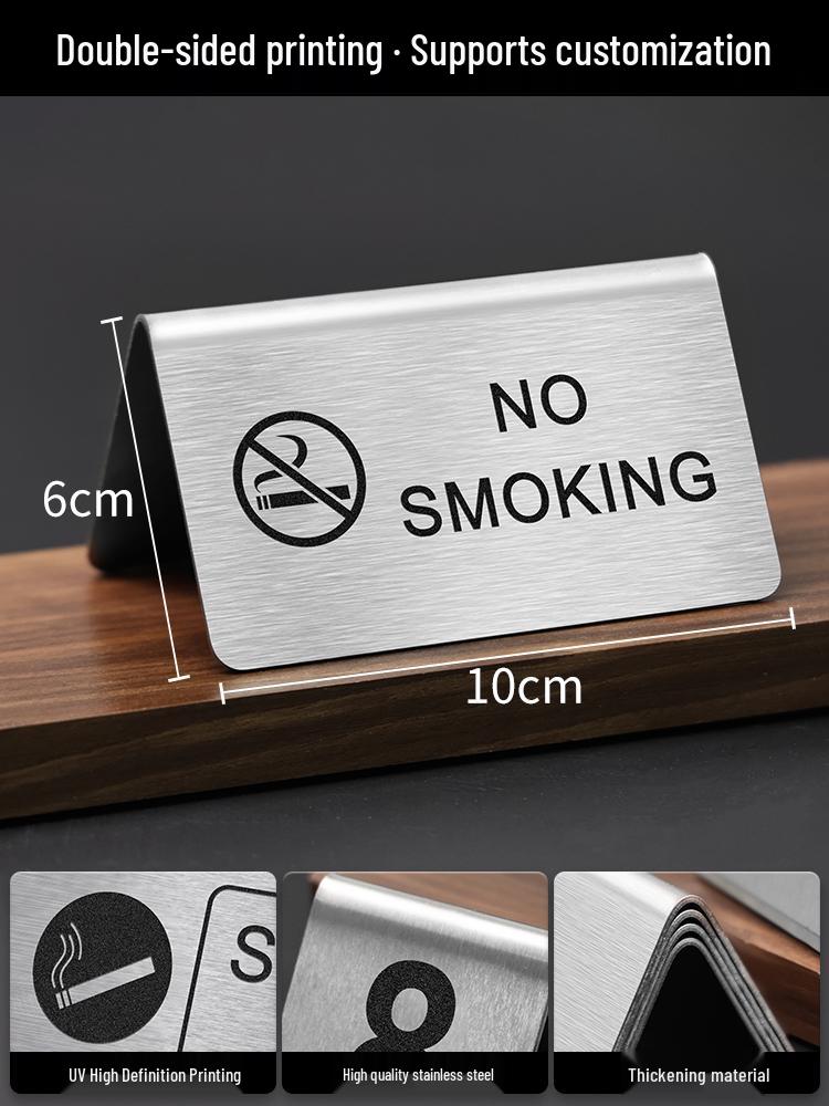 Custom Double-Sided Stainless Steel No Smoking Sign for Hotel, Guest House, or Restaurant