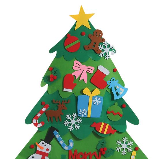 DIY Felt Christmas Tree for Toddlers Wall Hanging Christmas Tree Kit Interactive Kids DIY Crafts for Holiday Party Supplies