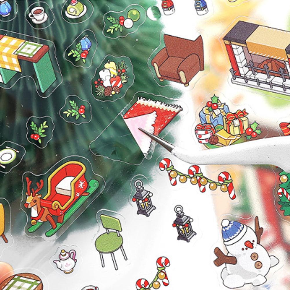 Christmas 2.5D Visual Pocket House Scene Stickers Landscape Stickers Stacking & Pasting DIY Stickers Festival Gifts Xtmas Decor