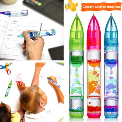 Motion Bubble Pen Anti Anxiety Hourglass Design Stress Relief Colorful Liquid Motion Bubbler Fidget Pen Desk
