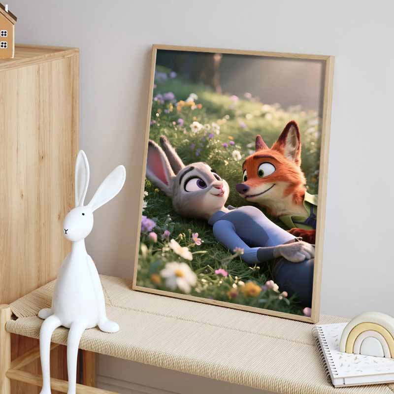 Disney 5D DIY Diamond Painting Zootopia Healing Fan Art Illustration Cartoon Full Diamond Mosaic Diamond Painting Art Wall Decoration Craft Set