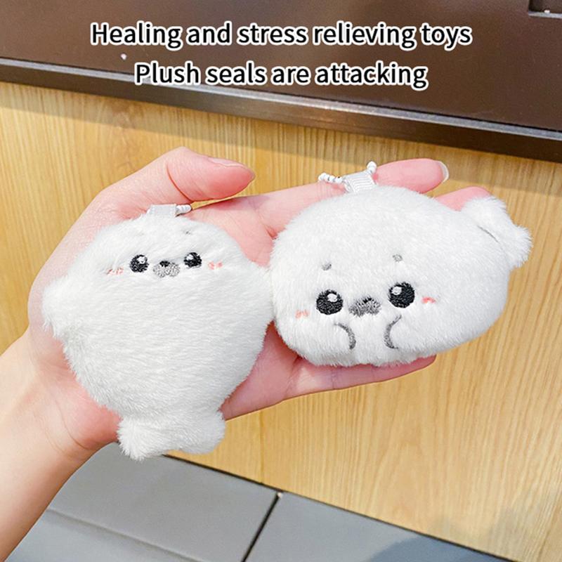 1/2 Pcs Cute Baby Seal Doll Plush Toy Pendant Cartoon Plush Keychain Ocean Toy Souvenir Seal Pendant Gift Doll Bag Pendant Gift