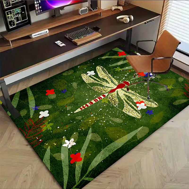 1PC Dragonfly Flowers Extra Large Non Slip Floor carpet, Office, family, bedroom, Studio   Large Area Rug Indoor Rugs, , Vibrant Colors