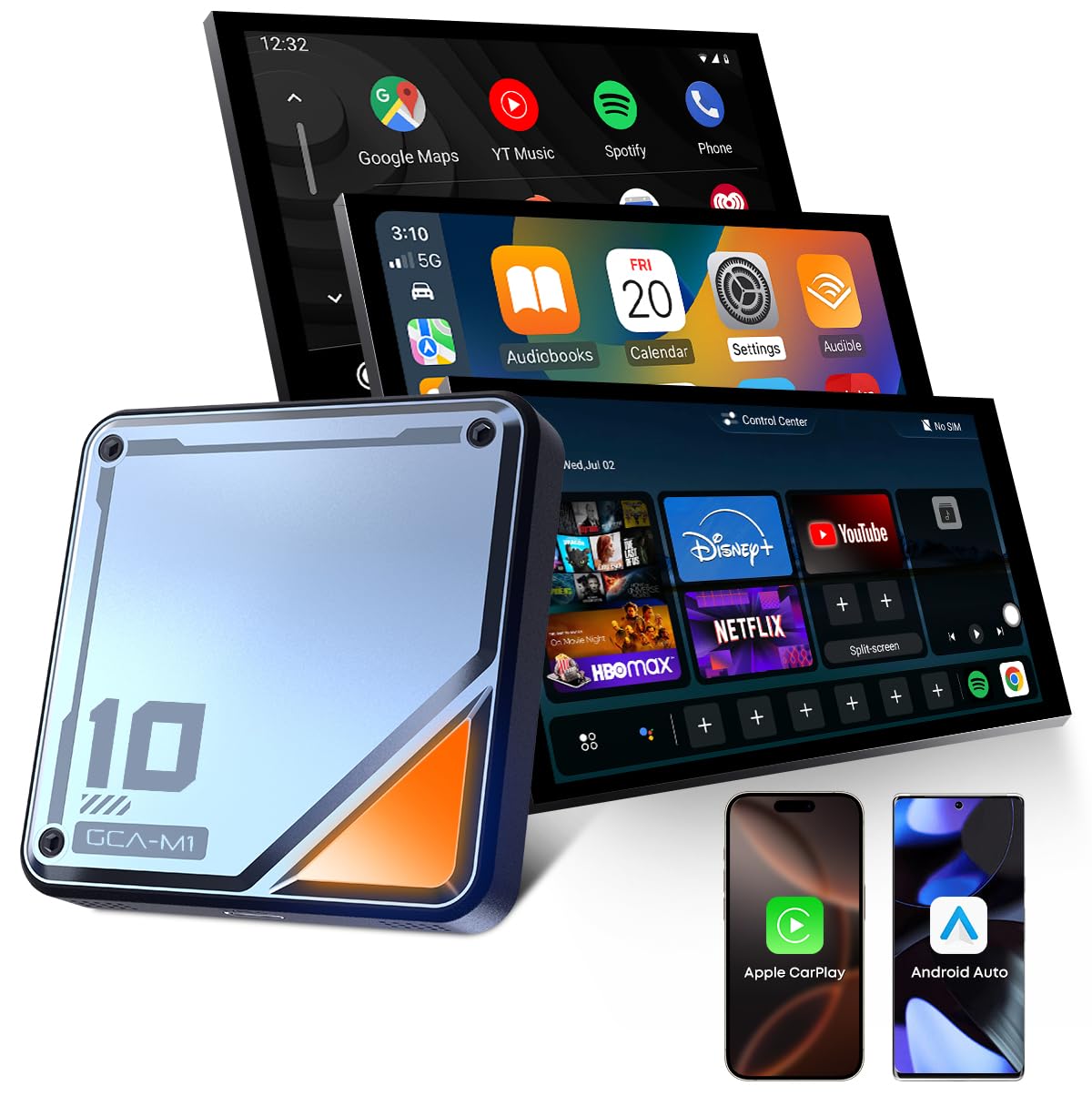 

YolanAuto CarPlay AI Box with Android 13, Wireless CarPlay & Android Auto Compatible, Qualcomm