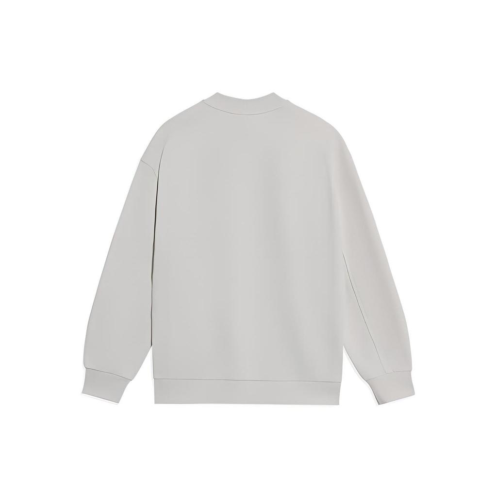 Li-Ning X Jackie Chan Co-Branded Kung Fu Series Pure Color Loose Round Neck Pullover Sweatshirt Unisex Tops White AWDS301-1