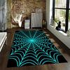 Glow-in-Dark Spider Web Pattern Rug, Black and Blue Geometric Style Carpet Suitable for use as an anti-slip for living room bedroom sofas