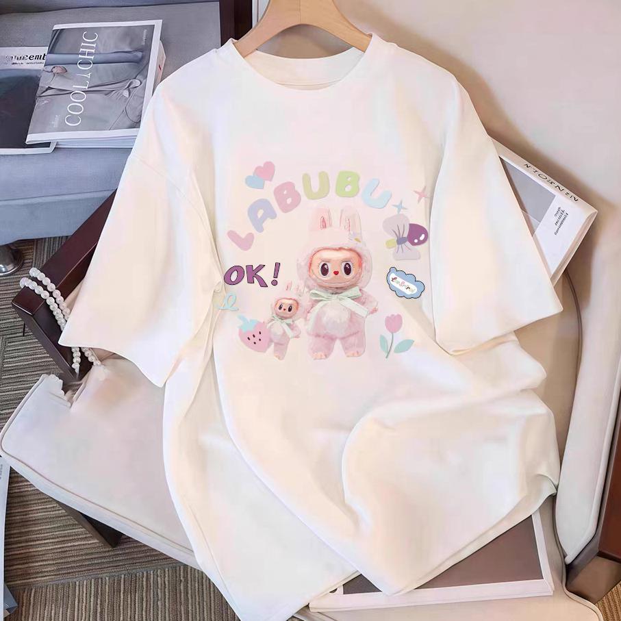 

Новая Горячая Футболка с Принтом LaBuBu для Женщин Модная Летняя Футболка с Коротким Рукавом и Круглым Вырезом Одежда Унисекс S