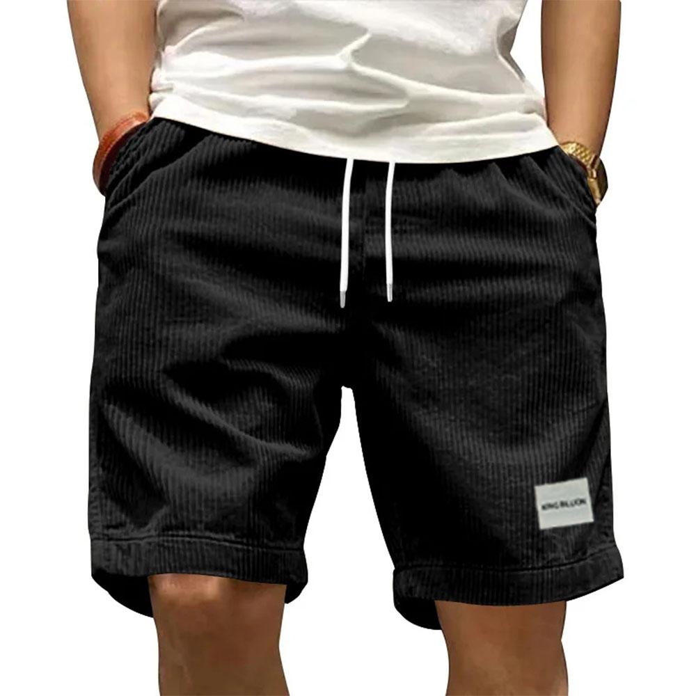 Men's Corduroy Drawstring Shorts - Elastic Waist Casual Loose Fit Multi-Color Summer Beach Everyday Streetwear