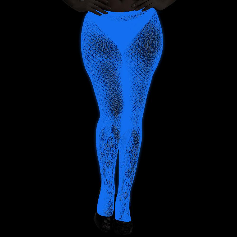 Night luminous leggings blue light pantyhose lace hollow luminous fishnet socks fluorescent sexy jacquard socks
