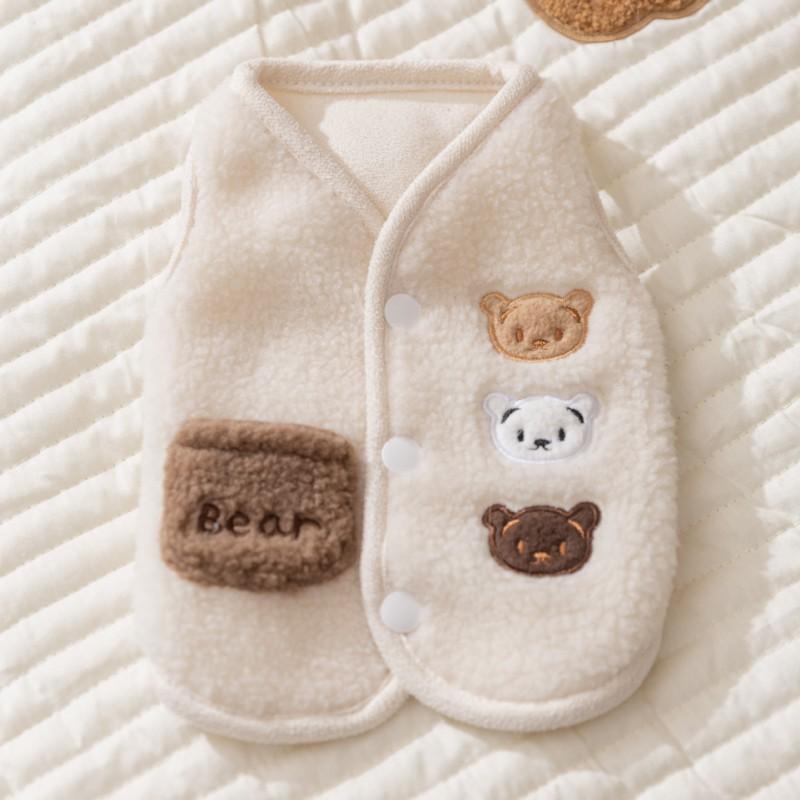 Pet Dog Cat Warm Fleece Outfit With 3D Ears Winter Coat Small Pets