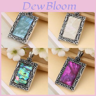 Collier Pendentif Coquillage Avec Incrustation Géométrique Pour Bijoux de Mode Artisanat